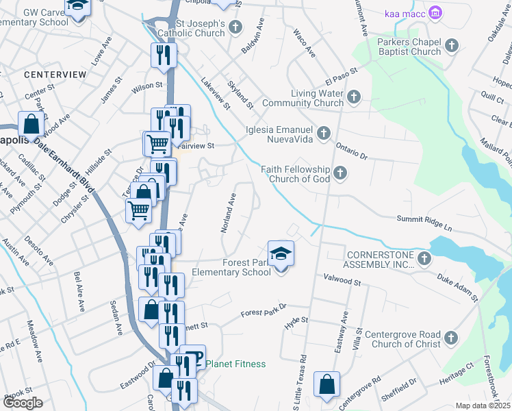 map of restaurants, bars, coffee shops, grocery stores, and more near 1030 McLain Road in Kannapolis