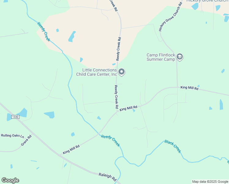 map of restaurants, bars, coffee shops, grocery stores, and more near 133 Reedy Creek Road in Four Oaks