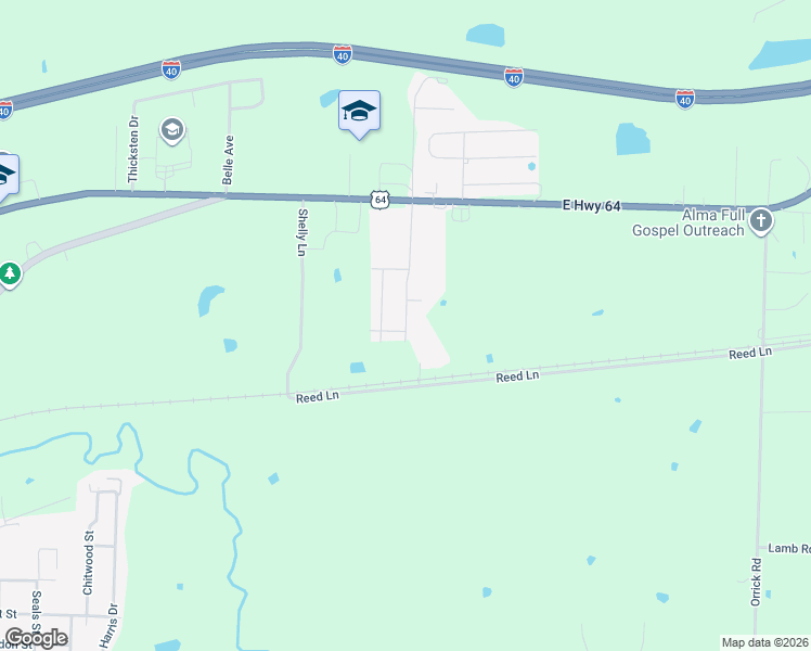 map of restaurants, bars, coffee shops, grocery stores, and more near 219 Honeysuckle Street in Alma