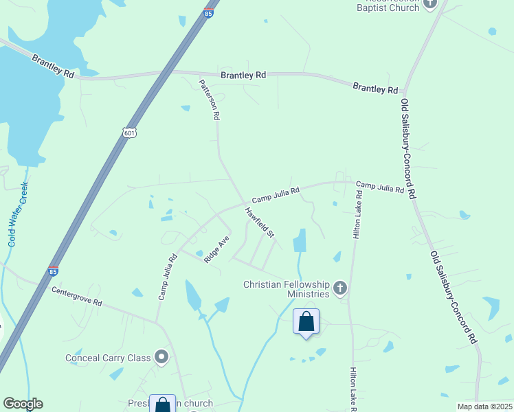 map of restaurants, bars, coffee shops, grocery stores, and more near 3320 Camp Julia Road in Kannapolis