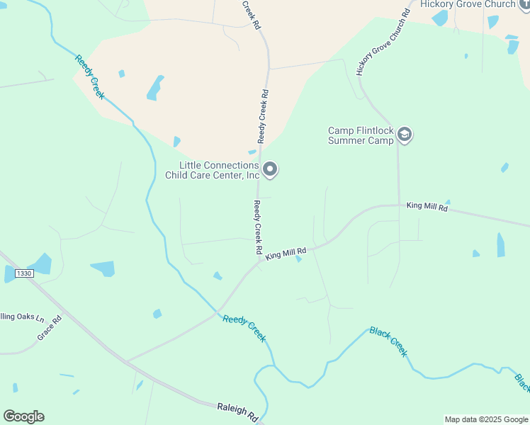map of restaurants, bars, coffee shops, grocery stores, and more near 126 Reedy Creek Road in Four Oaks