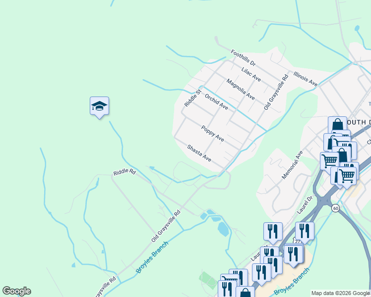 map of restaurants, bars, coffee shops, grocery stores, and more near 289 Shasta Avenue in Dayton