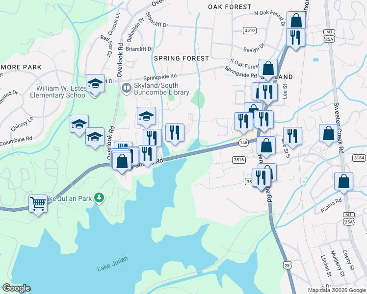 map of restaurants, bars, coffee shops, grocery stores, and more near in Asheville