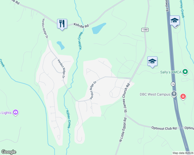 map of restaurants, bars, coffee shops, grocery stores, and more near 1376 Verdict Ridge Drive in Denver