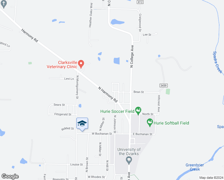 map of restaurants, bars, coffee shops, grocery stores, and more near 205 East Stanton Drive in Clarksville