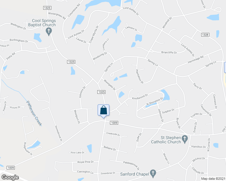 map of restaurants, bars, coffee shops, grocery stores, and more near 2437 Westgate Drive in Sanford