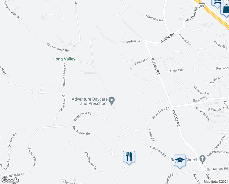 map of restaurants, bars, coffee shops, grocery stores, and more near 5801 Cascabel Road in Atascadero