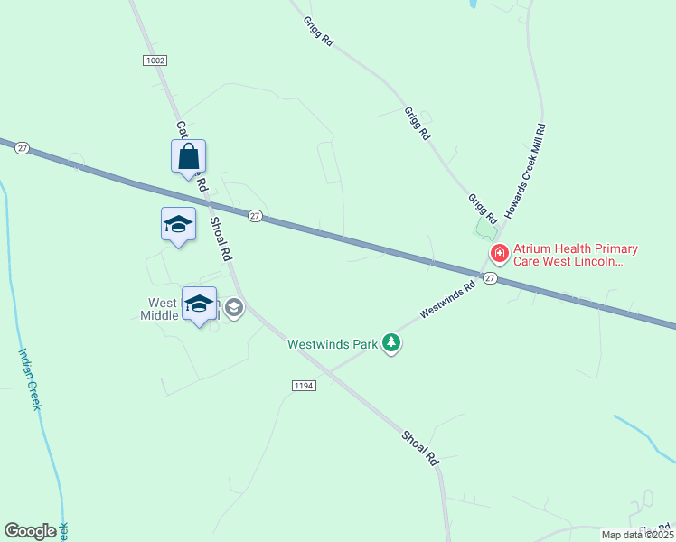 map of restaurants, bars, coffee shops, grocery stores, and more near 4227 West Highway 27 in Lincolnton