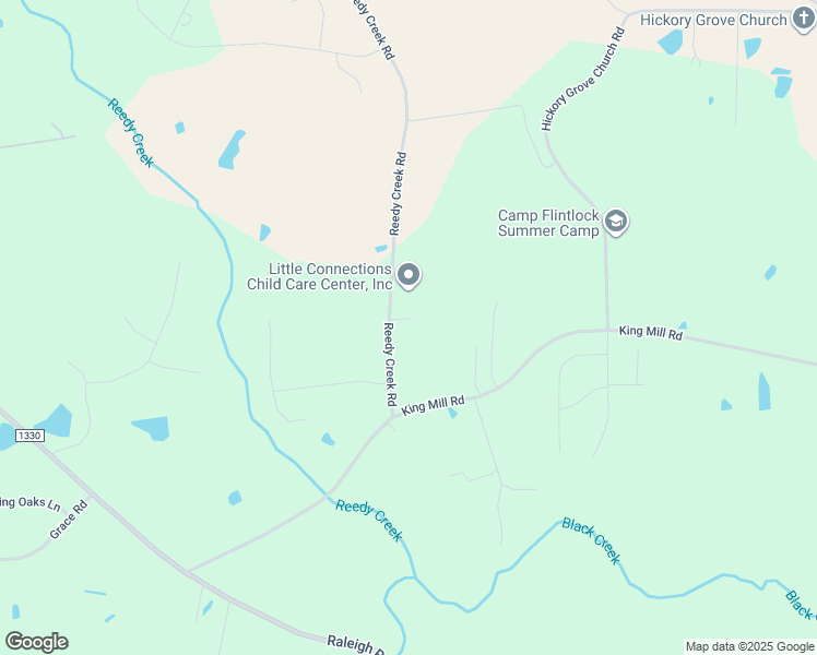 map of restaurants, bars, coffee shops, grocery stores, and more near 126 Reedy Creek Road in Four Oaks