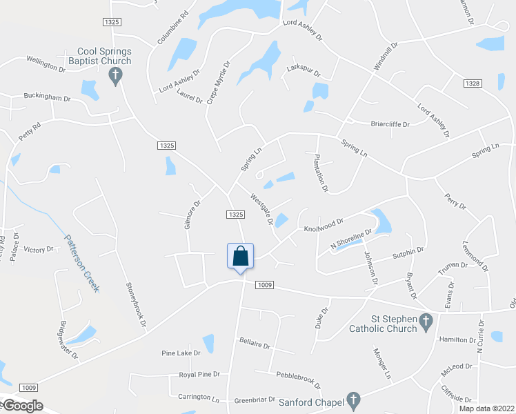 map of restaurants, bars, coffee shops, grocery stores, and more near 2624 Westgate Drive in Sanford