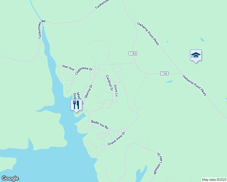 map of restaurants, bars, coffee shops, grocery stores, and more near 157 Cardinal Drive in New London