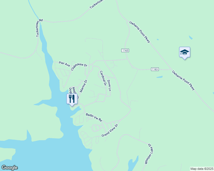 map of restaurants, bars, coffee shops, grocery stores, and more near 157 Cardinal Drive in New London