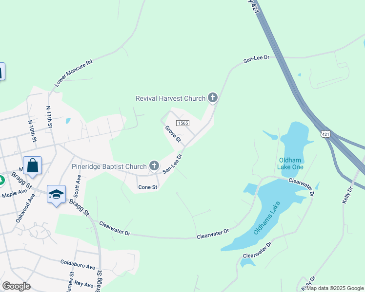 map of restaurants, bars, coffee shops, grocery stores, and more near Fairfield Grove Court in Lee County