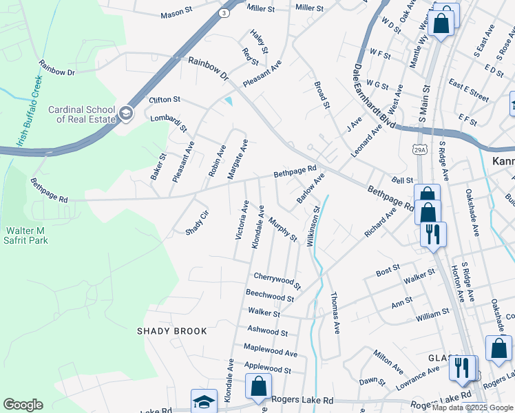 map of restaurants, bars, coffee shops, grocery stores, and more near 814 Klondale Avenue in Kannapolis