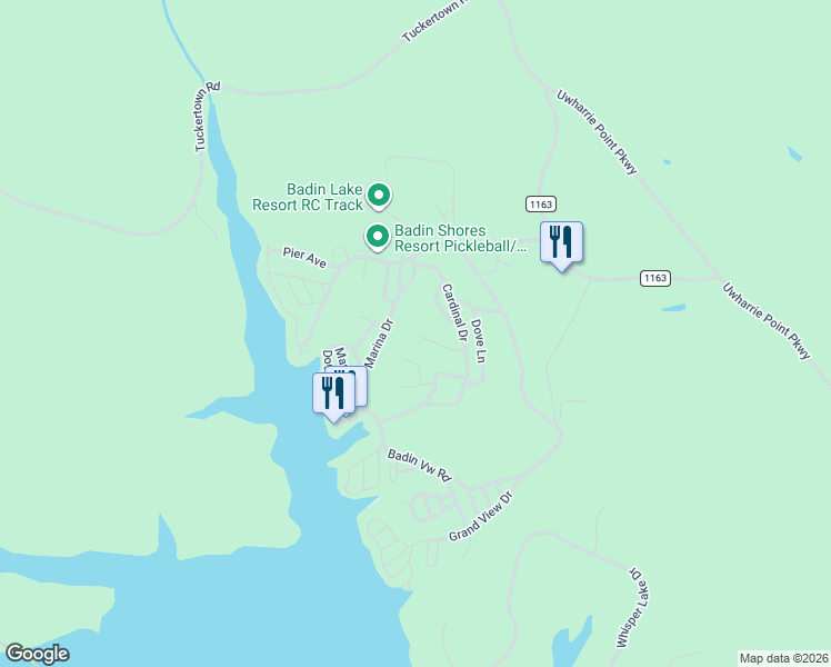 map of restaurants, bars, coffee shops, grocery stores, and more near 126 Hummingbird Cir in New London