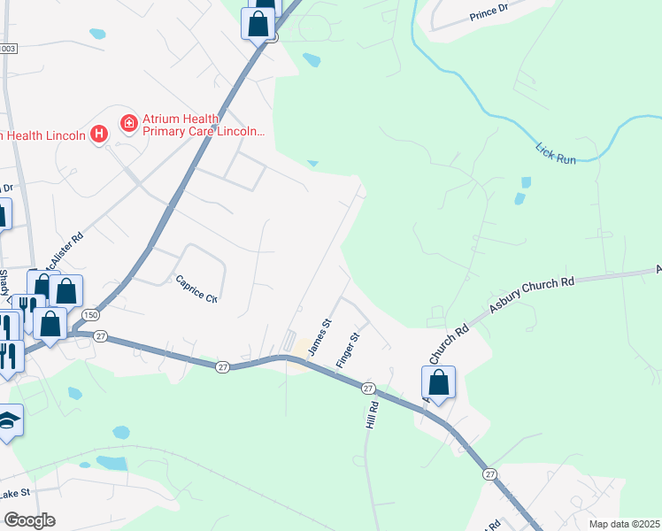 map of restaurants, bars, coffee shops, grocery stores, and more near 254 Sunny Hill Drive in Lincolnton