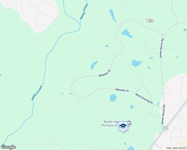 map of restaurants, bars, coffee shops, grocery stores, and more near 1156 Wheeler Drive in Angier