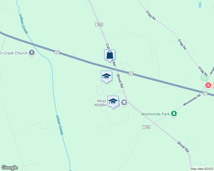 map of restaurants, bars, coffee shops, grocery stores, and more near 172 Shoal Road in Lincolnton