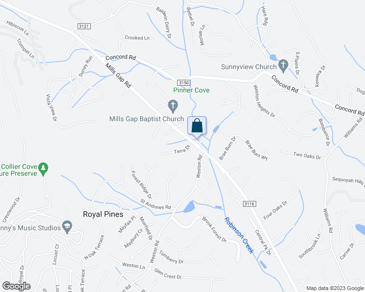 map of restaurants, bars, coffee shops, grocery stores, and more near 8201 Terra Drive in Arden
