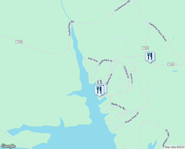 map of restaurants, bars, coffee shops, grocery stores, and more near 104 Clubhouse Drive in New London