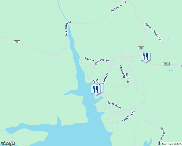 map of restaurants, bars, coffee shops, grocery stores, and more near 104 Clubhouse Drive in New London