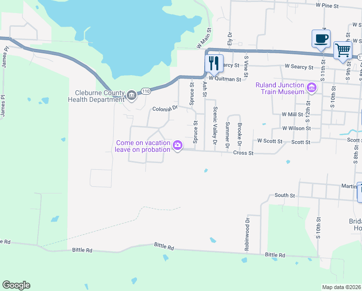 map of restaurants, bars, coffee shops, grocery stores, and more near 2141 George Lane in Heber Springs