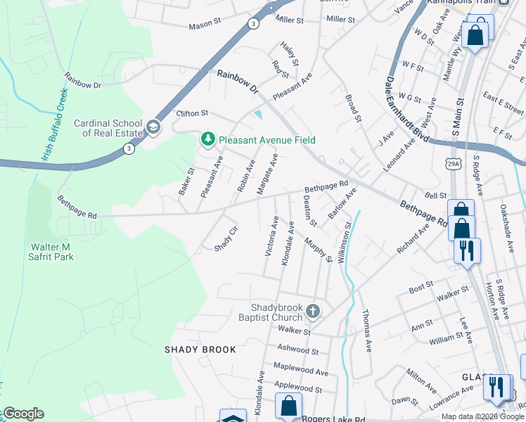 map of restaurants, bars, coffee shops, grocery stores, and more near 806 Margate Avenue in Kannapolis