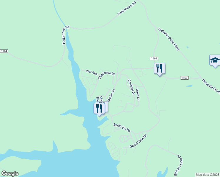 map of restaurants, bars, coffee shops, grocery stores, and more near 108 Meadowview Circle in New London