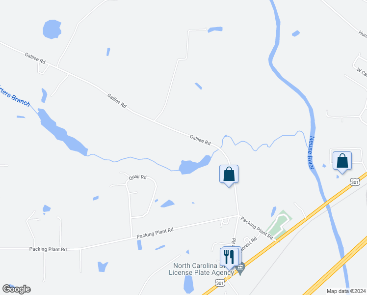 map of restaurants, bars, coffee shops, grocery stores, and more near 815 Galilee Road in Smithfield