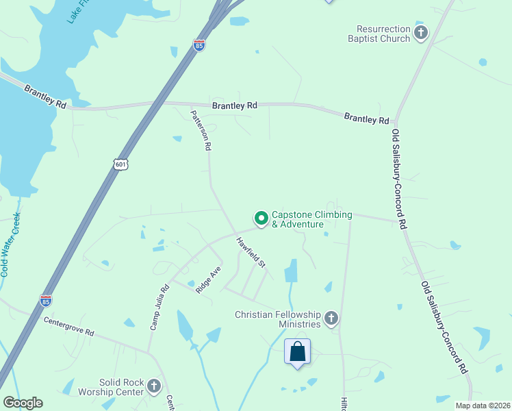 map of restaurants, bars, coffee shops, grocery stores, and more near 3397 Camp Julia Road in Kannapolis