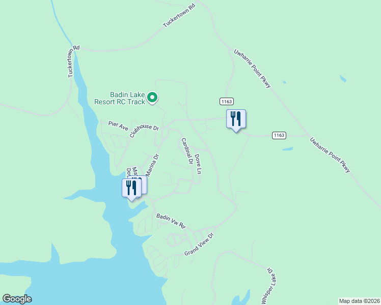 map of restaurants, bars, coffee shops, grocery stores, and more near 144 Blue Bird Drive in New London