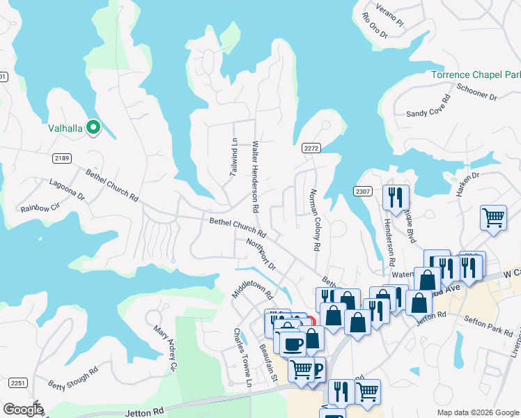map of restaurants, bars, coffee shops, grocery stores, and more near in Cornelius