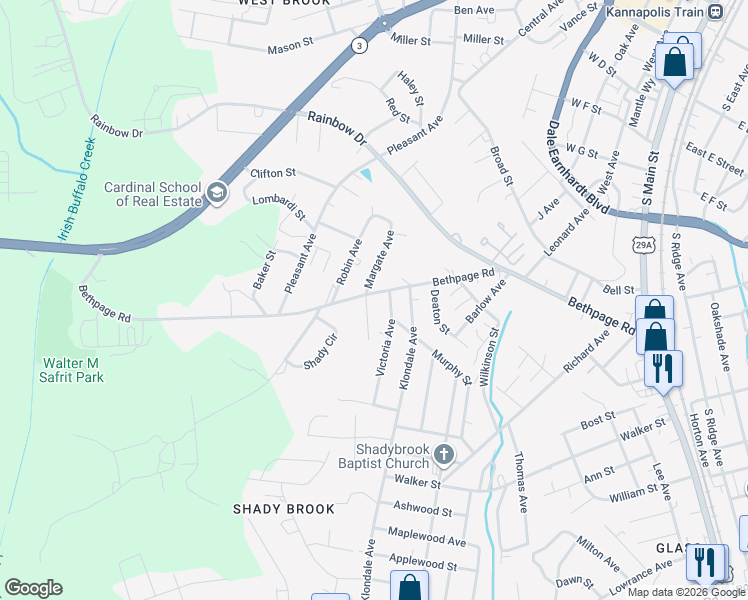 map of restaurants, bars, coffee shops, grocery stores, and more near 806 Margate Avenue in Kannapolis