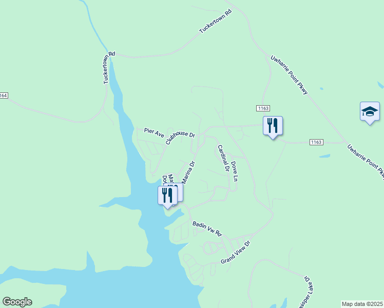 map of restaurants, bars, coffee shops, grocery stores, and more near 108 Meadowview Circle in New London