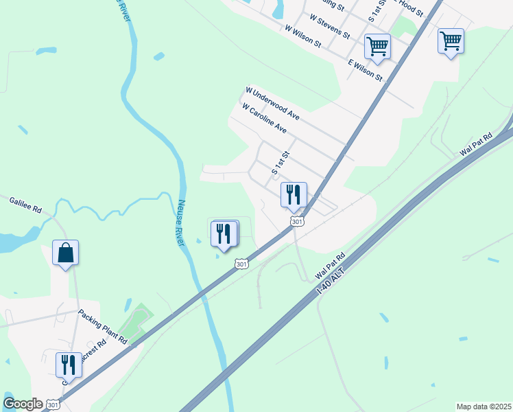 map of restaurants, bars, coffee shops, grocery stores, and more near 2228 Kay Drive in Smithfield