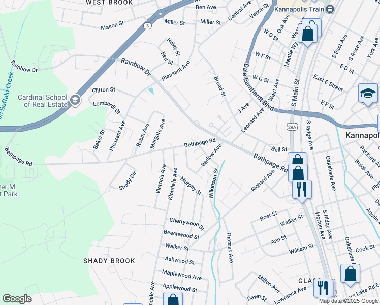 map of restaurants, bars, coffee shops, grocery stores, and more near 722 Deaton Street in Kannapolis