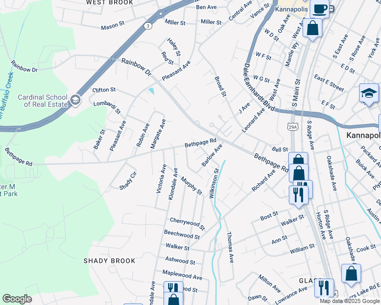 map of restaurants, bars, coffee shops, grocery stores, and more near 722 Deaton Street in Kannapolis