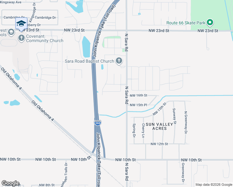 map of restaurants, bars, coffee shops, grocery stores, and more near 10616 Sara Vista Drive in Yukon
