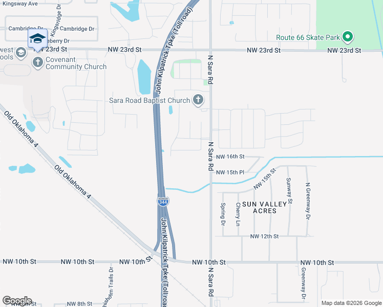 map of restaurants, bars, coffee shops, grocery stores, and more near 10616 Sara Vista Drive in Yukon