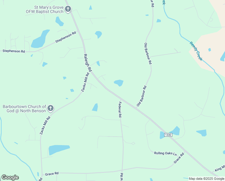 map of restaurants, bars, coffee shops, grocery stores, and more near 8731 Raleigh Road in Benson