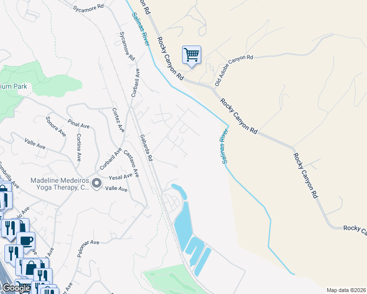 map of restaurants, bars, coffee shops, grocery stores, and more near 7735 Aurora Road in Atascadero