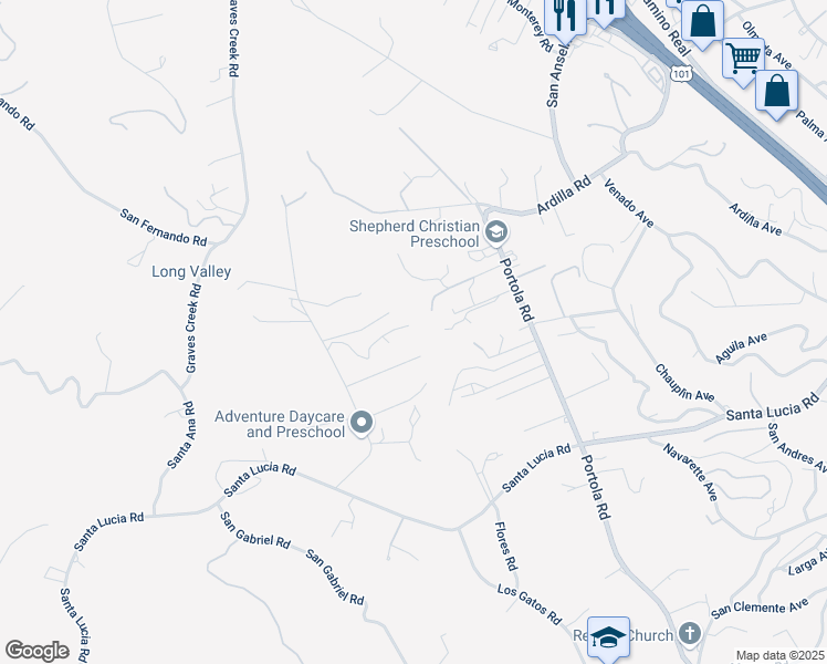 map of restaurants, bars, coffee shops, grocery stores, and more near 5585 Cascabel Road in Atascadero