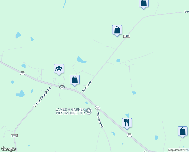 map of restaurants, bars, coffee shops, grocery stores, and more near 4804 Busbee Road in Seagrove