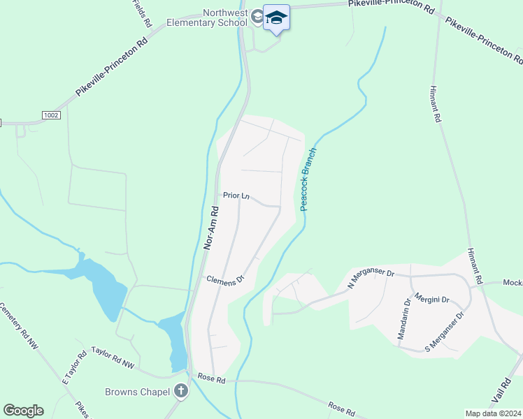 map of restaurants, bars, coffee shops, grocery stores, and more near 206 Prior Lane in Pikeville