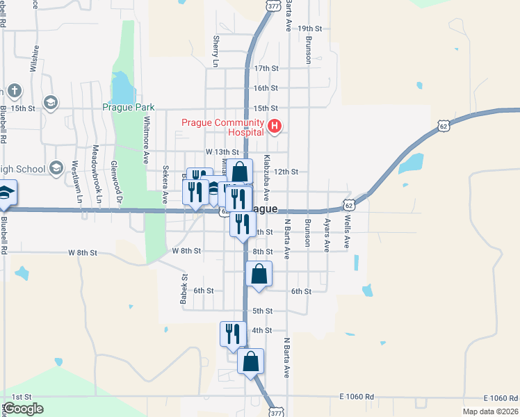 map of restaurants, bars, coffee shops, grocery stores, and more near in Prague