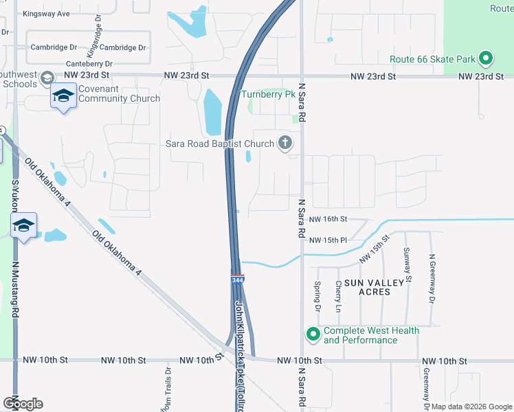 map of restaurants, bars, coffee shops, grocery stores, and more near 10716 Northwest 18th Street in Yukon