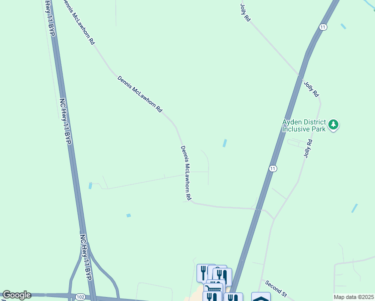map of restaurants, bars, coffee shops, grocery stores, and more near 4019 Dennis McLawhorn Road in Ayden