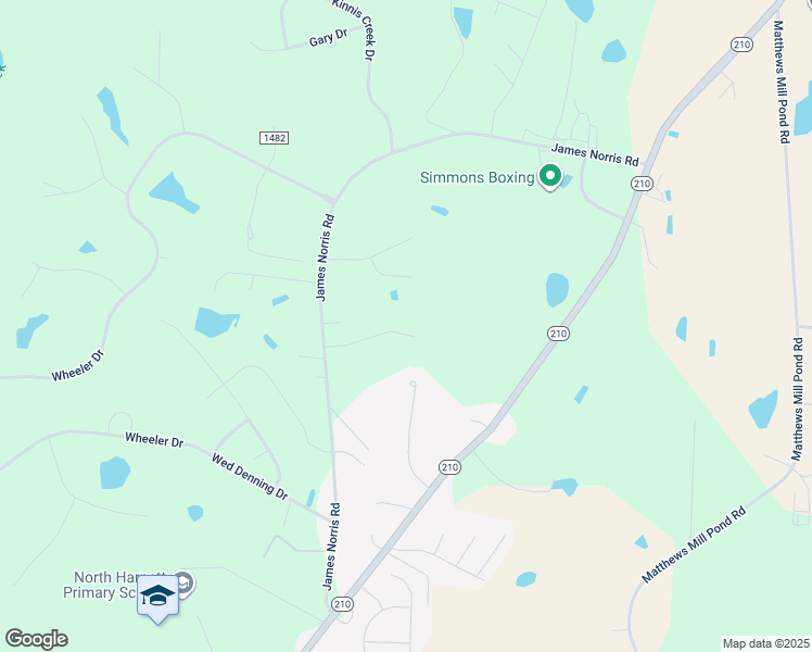 map of restaurants, bars, coffee shops, grocery stores, and more near 191 Norris Farm Drive in Angier