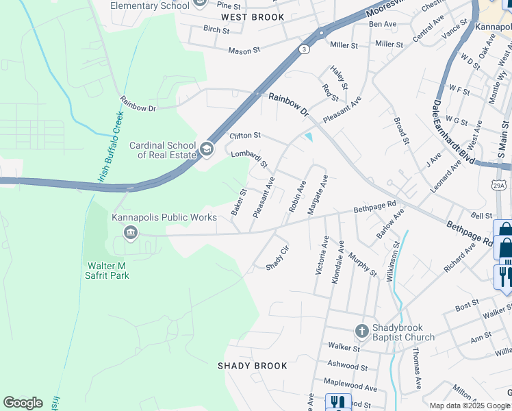 map of restaurants, bars, coffee shops, grocery stores, and more near 722 Pleasant Avenue in Kannapolis