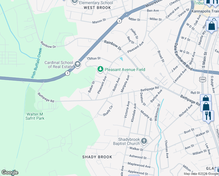 map of restaurants, bars, coffee shops, grocery stores, and more near 700 Chris Drive in Kannapolis